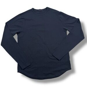 Nuuds Long Sleeve Curved Hem T Shirt Tee black Size Small Stretch